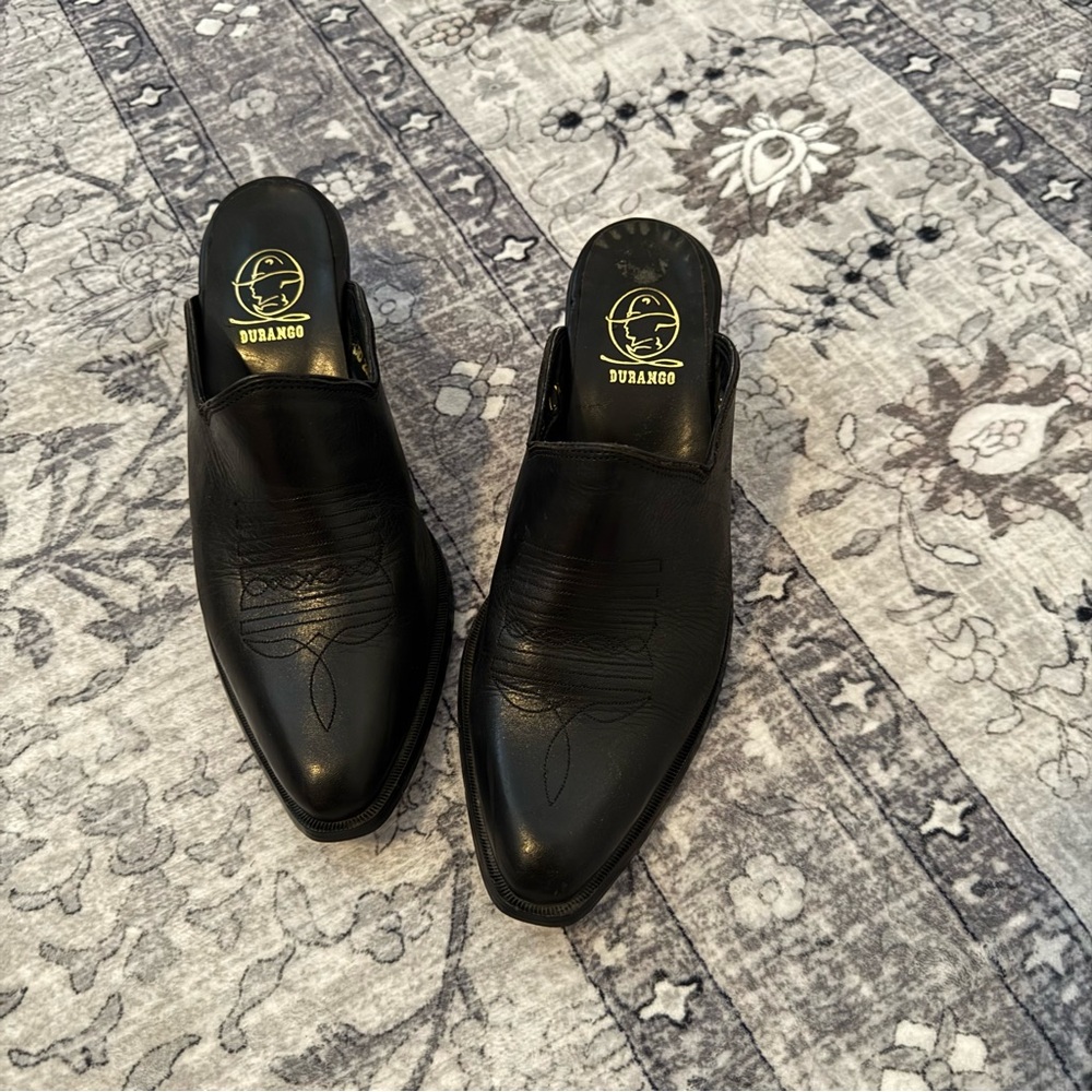 Durango Black Leather Pointed Toe Mules